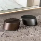 Distinguished Bizzotto Italia Plinko coffee table crafted with bronze-toned lacquered metal and radially grooved top