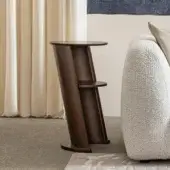Elegant Bizzotto Italia Plinko side table with dark brown lacquered metal and smooth matte finish