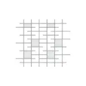 Modular shelving unit, gray metal, geometric grid of square and rectangular modules in varied arrangements, minimalist design.