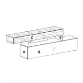 Air dresser – z shape, light wood, rectangular box with extended horizontal top and labeled surfaces A, B, C, V.