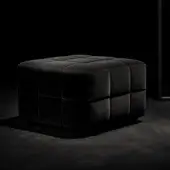 Superior WAYNE Enterprises WE-145 ottoman with dark plush textile upholstery and lacquered quilted top