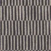 Geometric striped textile with alternating dark gray and light beige, textured weave, machine-woven construction on a white background.