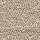 Beige woven texture with a nubby surface, displaying mottled tones and a compact, irregular fiber distribution for textile applications.