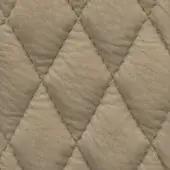 Quilted leather texture in taupe features a diamond pattern with raised stitching, displaying a natural grain and subtle three-dimensional effect.