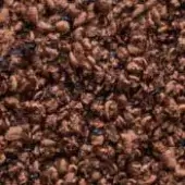 Granular texture in reddish-brown and black tones, uneven matte finish, close-up studio shot, possibly bouclé material detail.