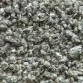Bouclé textile, grayish-green, tightly coiled yarn with granular texture and subtle tonal variations, formitalia 801 product.