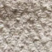 Dense looped nubby texture in off-white, beige, and cream tones with irregular yarn loops creating a plush, tactile, and slightly raised surface.