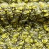 Mottled texture sample, muted yellow-green and charcoal gray, irregular rounded elements with granular surface and uneven, organic composition.