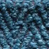 Woven fabric texture, muted teal and gray tones, dense nubby surface with vertical linear threading and a plush, three-dimensional loop pattern.