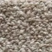 Beige woven fabric texture with irregular looped surface, mottled with gray, taupe, and cream tones, exhibiting a matte, tactile quality.
