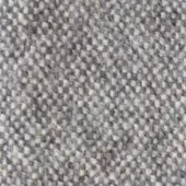Woven textile sample, gray and beige, repeating square motifs with diagonal weave and matte finish, durable fabric texture.