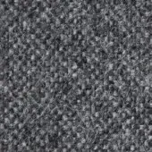 Dense gray woven fabric texture with granular fibers, exhibiting a speckled, uneven pile and subtle tonal variations throughout the surface.
