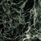 Verde delle Alpi marble texture with dark background, swirling green veins, and delicate white branching patterns, polished crystalline surface.