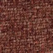 Fabric swatch with reddish-brown looped weave, beige and tan heathered texture, formitalia melange 303 label, studio lighting.