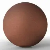 Copper sphere with brushed metal texture, displaying tonal gradients and highlights on a reflective white surface in a studio setting.
