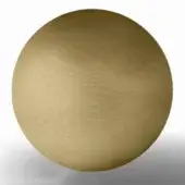 Golden sphere rendering, matte finish, uniform color, soft shadow, smooth surface, isolated on white background, digital representation.