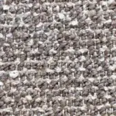 Dense tweed-like fabric texture in gray and beige tones, featuring irregular nubby yarns and a heathered, matte finish.
