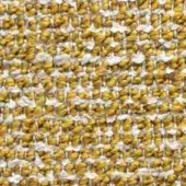 Woven fabric texture, mustard yellow and off-white, with irregular looped weave and dense, nubby construction.