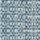 Woven tweed fabric with muted blue and off-white irregular pattern, tight nubby texture, visible yarns, Formitalia sample.