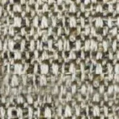 Cream tweed textile with off-white, olive green, charcoal gray, and gold threads; dense woven structure with nubby texture.