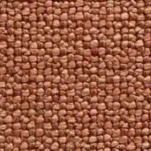 Terracotta textile sample with dense, rounded node pattern and linear strands, exhibiting a grid-like structure and nubby texture.