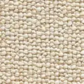 Creamy off-white fabric texture with a dense, nubby weave and looped yarn construction, displaying a mottled, three-dimensional surface.