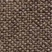 Textured woven fabric displaying a dense grid pattern in muted brown tones, with subtle color variations and a robust fiber construction.