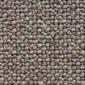 Woven texture sample, muted gray-brown tones, dense grid pattern with rounded elements and linear connectors, matte finish, looped construction.