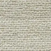 Woven fabric sample, off-white and cream tones, dense horizontal stripe pattern with a short pile texture and consistent, tight weave.