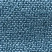 Muted blue woven fabric texture with a dense, nubby surface and regular grid pattern, appearing matte and durable for upholstery.