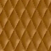 Diamond-quilted printed leather texture in golden-brown, featuring consistent geometric patterns and matte finish with stitched borders.