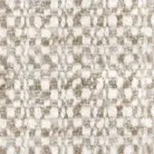 Cream and light brown tweed fabric sample with a dense, nubby weave and heathered texture, showing a consistent, repetitive pattern.