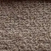 Brown looped pile fabric texture with short, curled fibers and a matte finish, displaying a consistent earthy tone and organic, uneven surface.