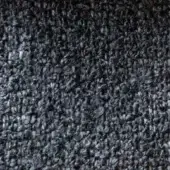 Dark gray looped pile fabric sample with mottled texture, displaying a coarse, uneven surface and short, tightly packed fibers.