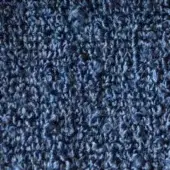 Deep blue nubby fabric texture with mottled tone, featuring tightly packed irregular loops and a matte, granular surface.