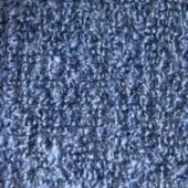 Dense nubby fabric texture in shades of blue, from navy to denim, with irregular loops creating a heathered, three-dimensional pattern.