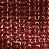 Red tweed fabric texture with checkerboard weave, dense pile, and matte finish; Formitalia Tabasco collection, model 2212 sample.
