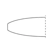 Elongated soap graphic, solid black line, tapered form with flared base, white background, dashed vertical line indicating measurement.