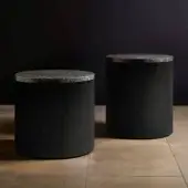 Superior WAYNE Enterprises WE-161 side table with patterned marble and dark matte lacquered base crafted in Italy