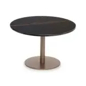 Superior WAYNE Enterprises WE-037 side table with dark marble top and sleek metal cylindrical pedestal