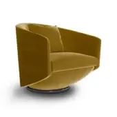 Superior Wayne Enterprises WE-035 lounge chair upholstered in plush golden-brown textile with lacquered base