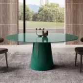 Superior Pacini & Cappellini Shell table crafted in glossy green lacquer with a sculptural wood form