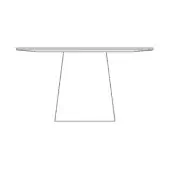 Round table with a smooth white finish, featuring a circular tabletop and single truncated conical base, minimalist modern design.