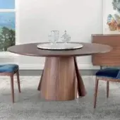 Distinguished Pacini & Cappellini Shell table crafted in wood with dark brown finish, including a round marble lazy susan
