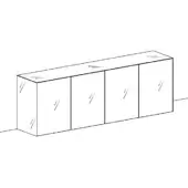 Sideboard, black line drawing, rectangular cabinet doors with wood grain texture, legless design, minimalist studio shot, white background.