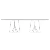 Table line drawing, metal legs, Y-shaped base, modern design, white background, geometric structure, simple form, clean lines.