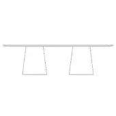 Table line drawing, white background, smooth tabletop, cone legs, symmetrical design, technical illustration, minimalist furniture form.