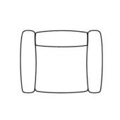 Lounge chair, molded neutral tone, rounded rectangular form with cylindrical armrests and streamlined minimalist design.