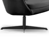 Black swivel chair base with cylindrical metal stem and four-pronged star-shaped foot, featuring a matte black finish and minimalist design.