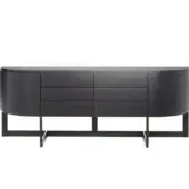 Exceptional Potocco Diva sideboard crafted with oak displaying six drawers and curved side doors in a matte finish